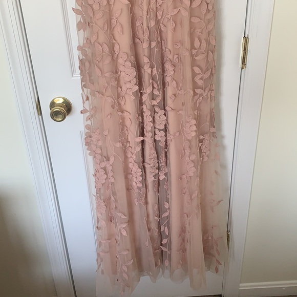 Size 2, BCBG Maxzaria maxi dress with floral appliqués on tulle. Worn once. - Picture 5 of 8